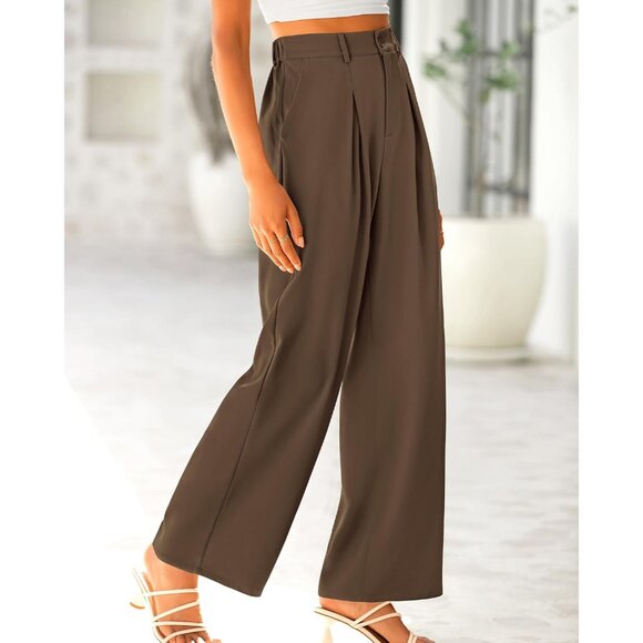 Women High Waist Palazzo Pants Fall 2025 Casual Wide Leg Trousers Loose Work Off - Picture 3 of 5